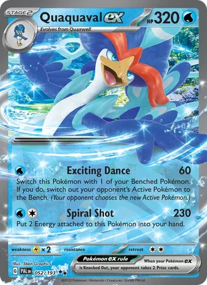 Quaquaval ex 052/193 Double Rare, Paldea Evolved Pokémon TCG card