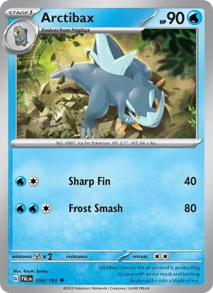Arctibax 059/193 Uncommon, Paldea Evolved Pokémon TCG card