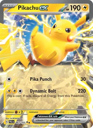 Pikachu ex 063/193 Double Rare, Paldea Evolved Pokémon TCG card