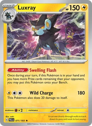 Luxray 071/193 Rare, Paldea Evolved Pokémon TCG card