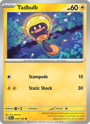 Tadbulb 078/193 Common, Paldea Evolved Pokémon TCG card