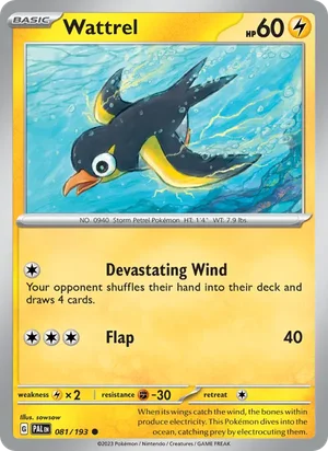 Wattrel 081/193 Common, Paldea Evolved Pokémon TCG card