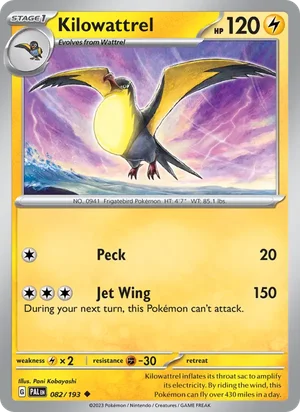 Kilowattrel 082/193 Uncommon, Paldea Evolved Pokémon TCG card