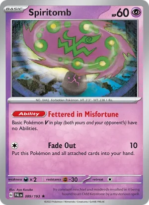 Spiritomb 089/193 Rare, Paldea Evolved Pokémon TCG card