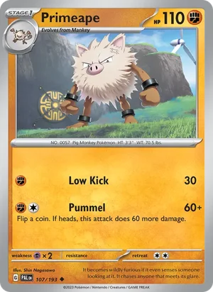 Primeape 107/193 Uncommon, Paldea Evolved Pokémon TCG card