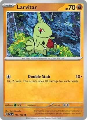 Larvitar 110/193 Common, Paldea Evolved Pokémon TCG card