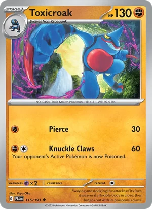 Toxicroak 115/193 Uncommon, Paldea Evolved Pokémon TCG card