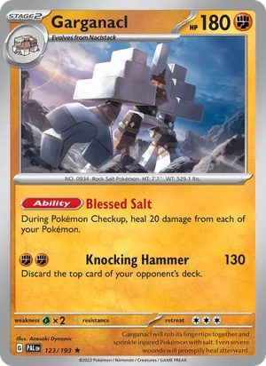 Garganacl 123/193 Rare, Paldea Evolved Pokémon TCG card