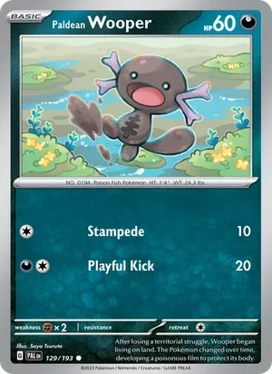 Paldean Wooper 129/193 Common, Paldea Evolved Pokémon TCG card