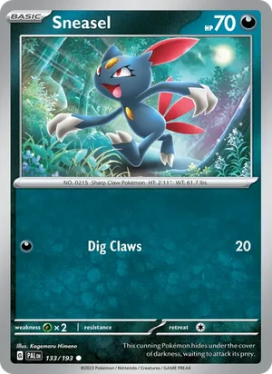 Sneasel 133/193 Common, Paldea Evolved Pokémon TCG card