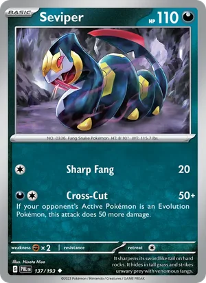 Seviper 137/193 Uncommon, Paldea Evolved Pokémon TCG card