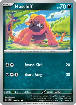 Maschiff 142/193 Common, Paldea Evolved Pokémon TCG card