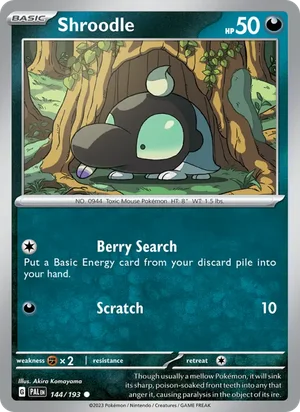 Shroodle 144/193 Common, Paldea Evolved Pokémon TCG card