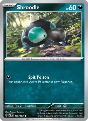 Shroodle 145/193 Common, Paldea Evolved Pokémon TCG card