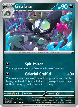 Grafaiai 146/193 Uncommon, Paldea Evolved Pokémon TCG card