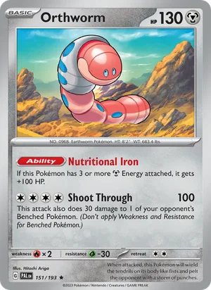Orthworm 151/193 Rare, Paldea Evolved Pokémon TCG card