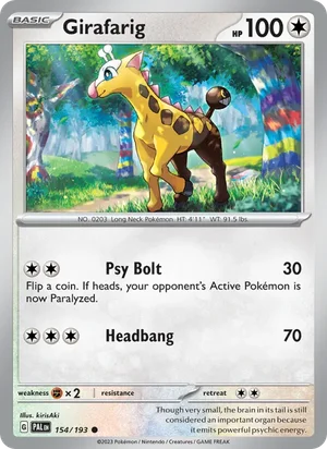Girafarig 154/193 Common, Paldea Evolved Pokémon TCG card