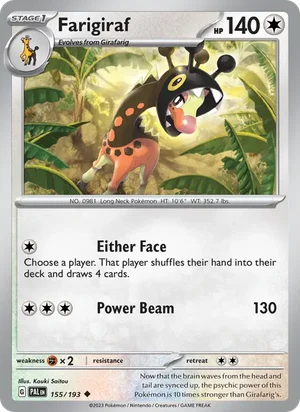 Farigiraf 155/193 Uncommon, Paldea Evolved Pokémon TCG card