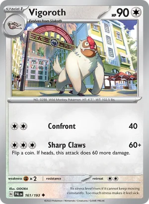 Vigoroth 161/193 Uncommon, Paldea Evolved Pokémon TCG card