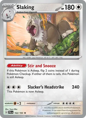 Slaking 162/193 Rare, Paldea Evolved Pokémon TCG card