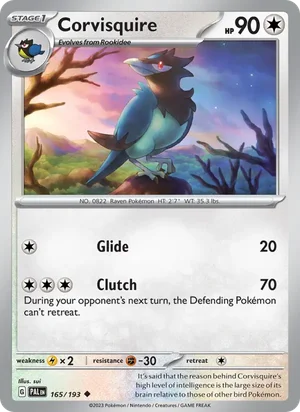 Corvisquire 165/193 Uncommon, Paldea Evolved Pokémon TCG card