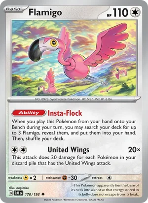Flamigo 170/193 Uncommon, Paldea Evolved Pokémon TCG card