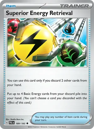 Superior Energy Retrieval 189/193 Uncommon, Paldea Evolved Pokémon TCG card