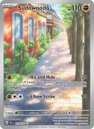 Sudowoodo 219/193 Illustration Rare, Paldea Evolved Pokémon TCG card