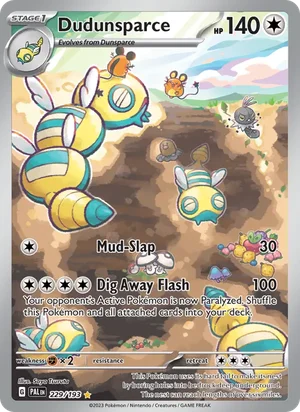 Dudunsparce 229/193 Illustration Rare, Paldea Evolved Pokémon TCG card