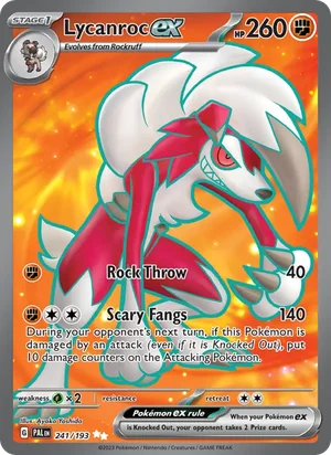 Lycanroc ex 241/193 Ultra Rare, Paldea Evolved Pokémon TCG card