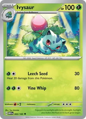 Ivysaur Pokémon 151 Pokémon TCG Uncommon 002