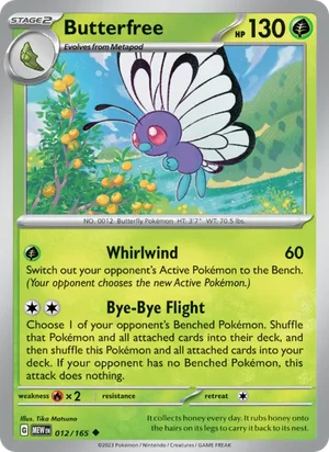 Butterfree Pokémon 151 Pokémon TCG Uncommon 012