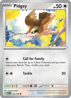 Pidgey Pokémon 151 Pokémon TCG Common 016