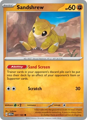 Sandshrew Pokémon 151 Pokémon TCG Common 027