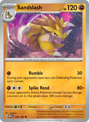 Sandslash Pokémon 151 Pokémon TCG Uncommon 028