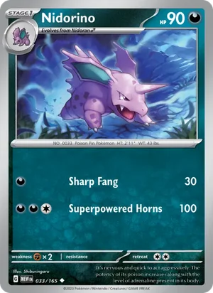 Nidorino Pokémon 151 Pokémon TCG Uncommon 033