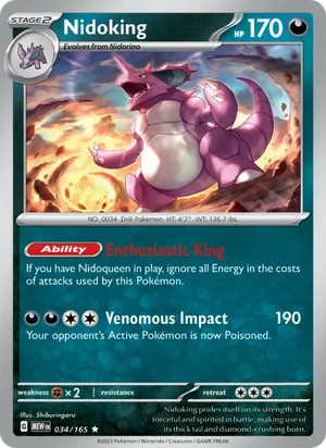 Nidoking Pokémon 151 Pokémon TCG Rare 034