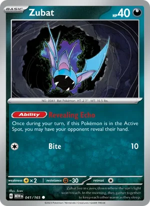 Zubat Pokémon 151 Pokémon TCG Common 041