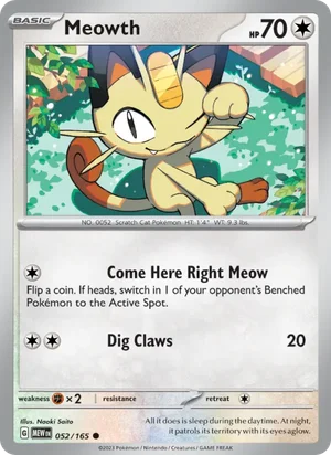 Meowth Pokémon 151 Pokémon TCG Common 052