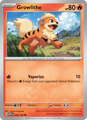 Growlithe Pokémon 151 Pokémon TCG Common 058