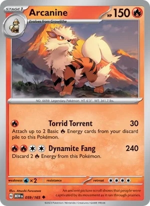 Arcanine Pokémon 151 Pokémon TCG Uncommon 059
