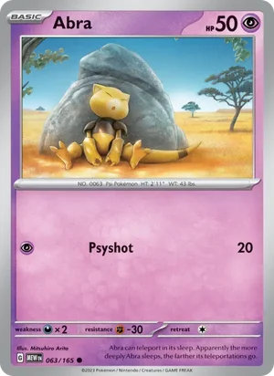 Abra Pokémon 151 Pokémon TCG Common 063