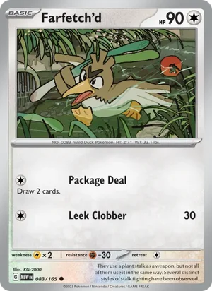 Farfetch'd Pokémon 151 Pokémon TCG Common 083