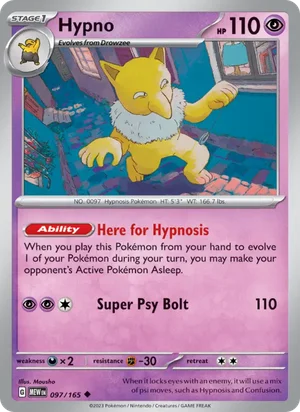 Hypno Pokémon 151 Pokémon TCG Uncommon 097
