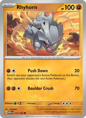 Rhyhorn Pokémon 151 Pokémon TCG Common 111