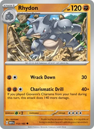 Rhydon Pokémon 151 Pokémon TCG Uncommon 112