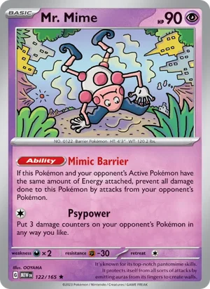 Mr. Mime Pokémon 151 Pokémon TCG Rare 122