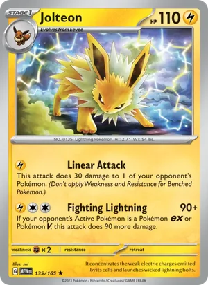 Jolteon Pokémon 151 Pokémon TCG Rare 135