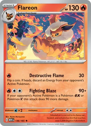 Flareon Pokémon 151 Pokémon TCG Rare 136