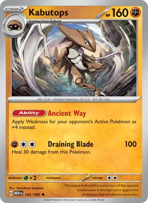 Kabutops Pokémon 151 Pokémon TCG Rare 141